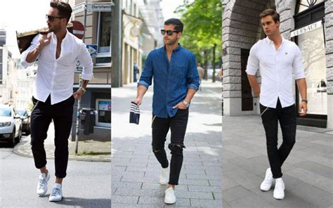 black shirt white shoes